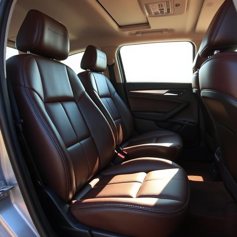 Interior de couro limpo e higienizado